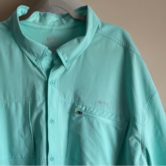 Silver Bait Performance fishing Shirt Men 4X  Aqua Blue Polyester Short Casual - Picture 1 of 9